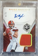 2018 Panini Limited Baker Mayfield Rookie Auto Mem Card #101 Browns Gold /50
