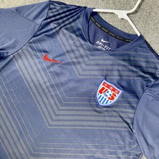 Nike USA Soccer Jersey Men Large Navy Blue White Dri Fit Authentic Shirt USMNT