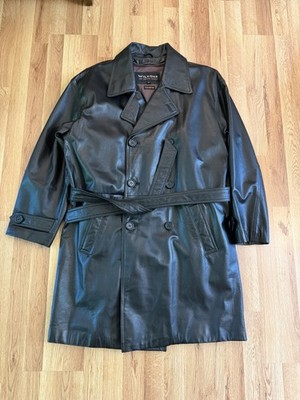 Wilson's Double Breasted Leather Coat / Jacket Size L! Make An Offer!