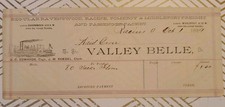 1889 Steamer Valley Belle 80 Sacks of Flour Ship Receipt Transport
