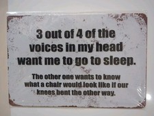 Vintage Retro Tin Sign door Wall Decor Metal Bar Pub Funny voices In My Head .