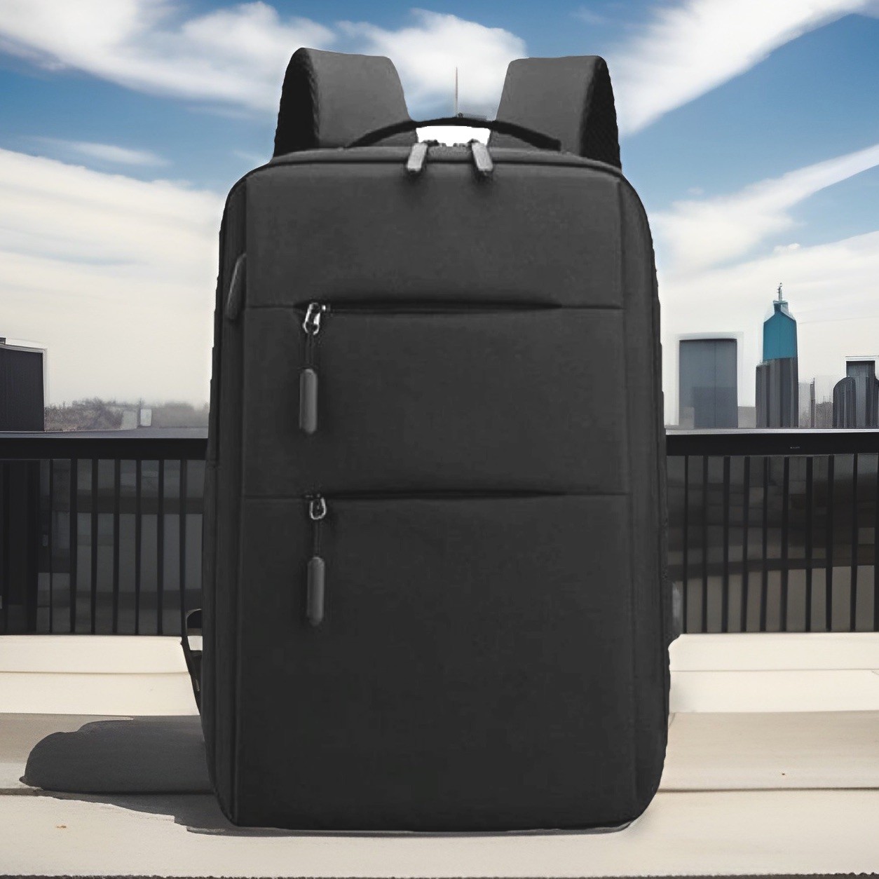 Laptop Backpack 15.6"" USB Charging Port Men Women Travel School Rucksack Black