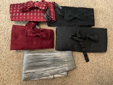 5 Cummerbunds 4 Matching Bow ties Silk Made In Italy
