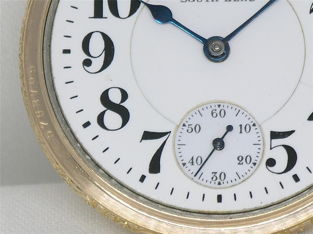 ANTIQUE 16S GR. 227 SOUTH BEND 21 JEWEL RAILROAD 14K GF POCKET WATCH, RUNNING!