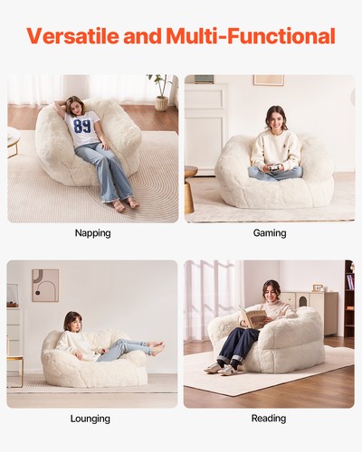 VEVOR Sitzsack Sitzkissen Sofa Sessel mit Armlehnen Erwachsene Plüsch Beige - Bild 6 von 12