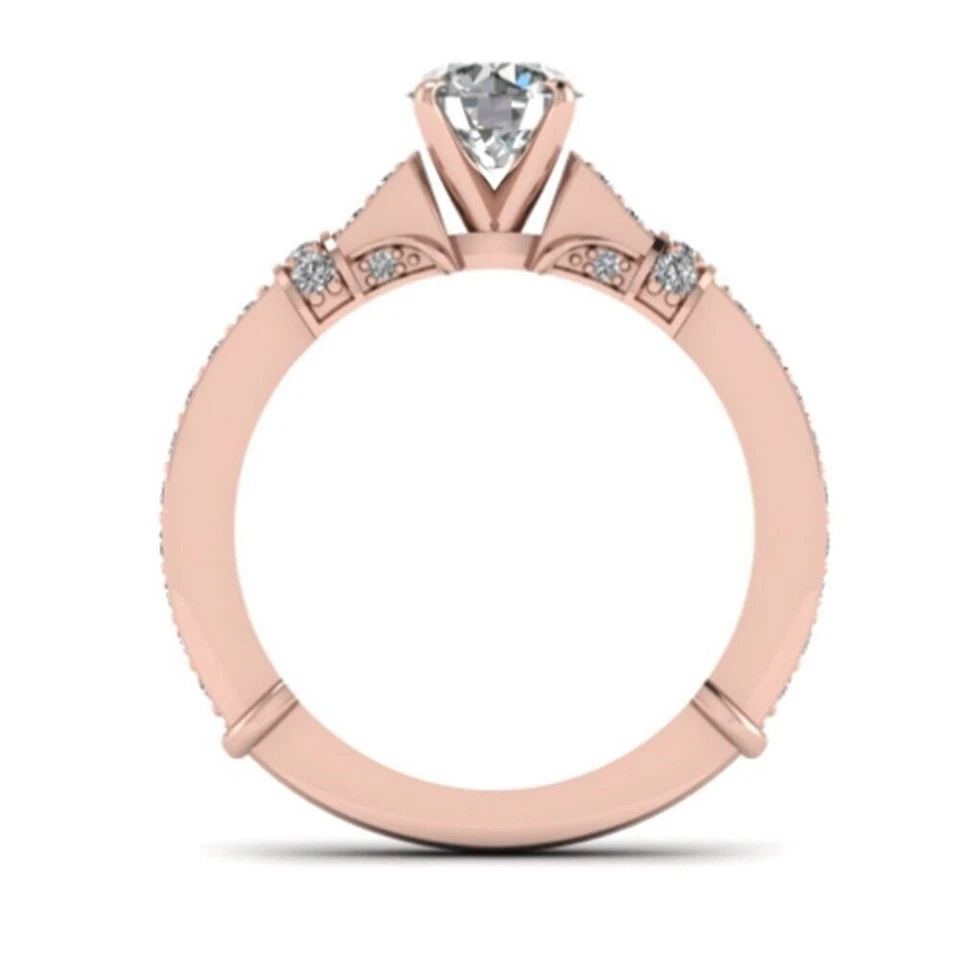18k Rose Gold Ring GIA IGI Certified Natural Diamond Round 0.80 Ct Sizes 5 6 7 8 - Image 4 of 4