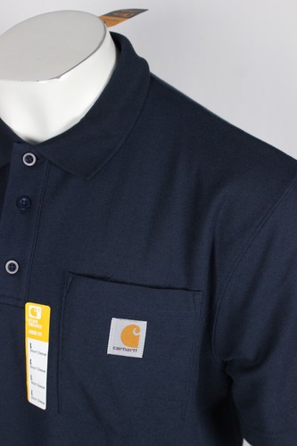Carhartt Men's Loose Fit Pocket Polo Short Sleeve Shirt Navy K570 - Picture 3 of 3
