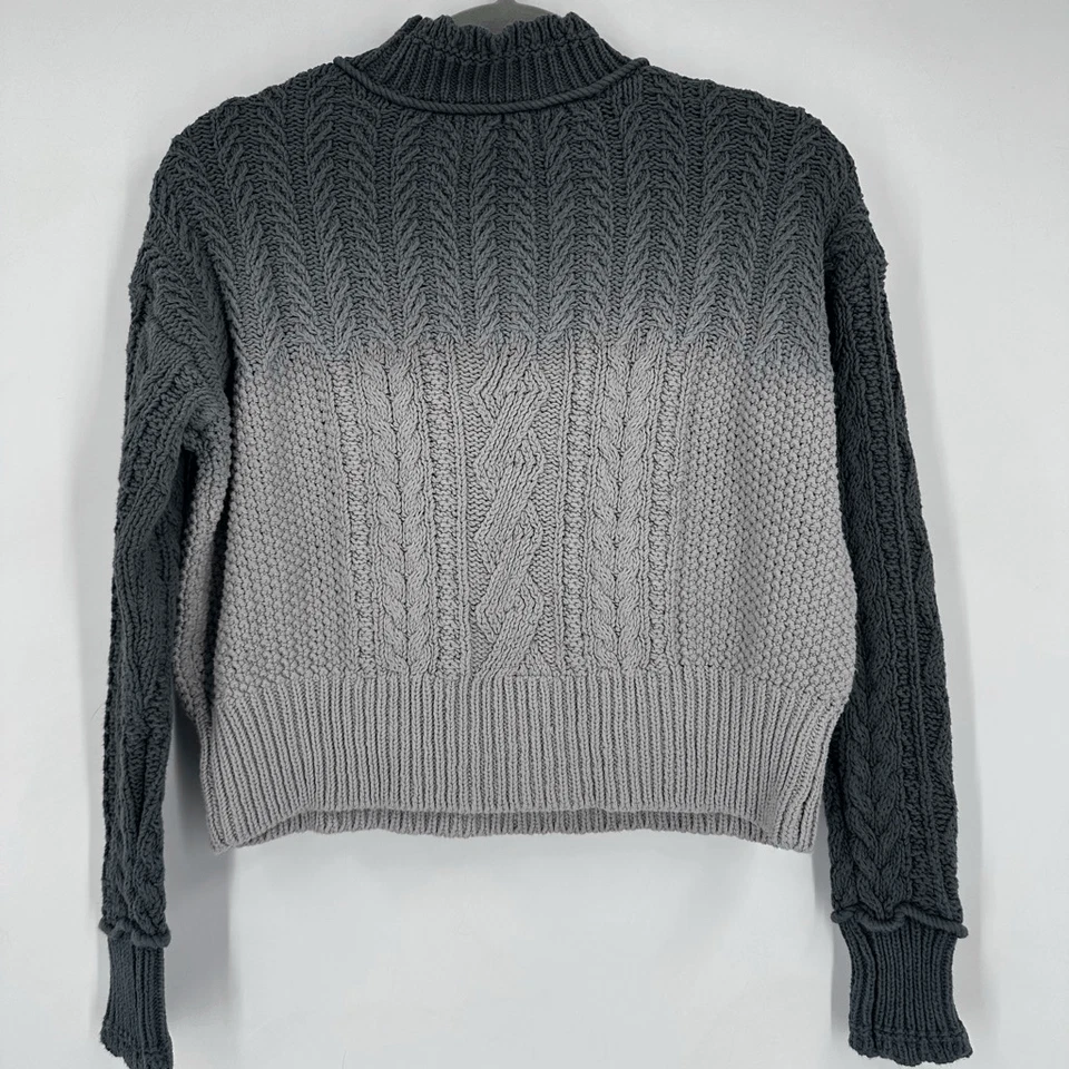 Suéter Pullover Anthropologie Dip-Dye Marci Algodón Gris Tejido por Cable Talla XS Foto 4 de 4
