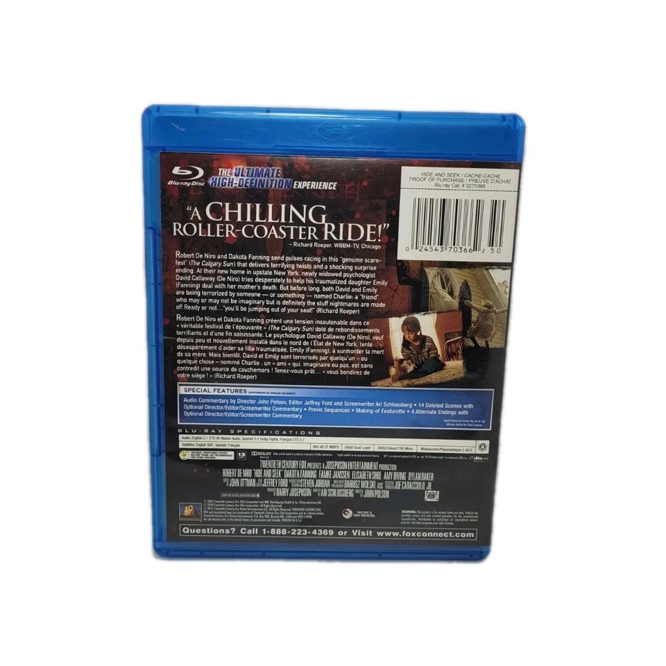 Hide and Seek (Blu-ray) Good Condition Tested Rare Robert De Niro - Image 2 of 4