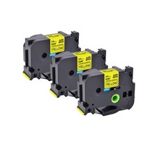 3PK Extra Adhesive Black on Yellow Label Tape For Brother TZ TZe S651 24MM