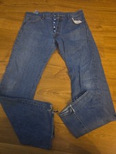Levi  s 501 Jeans Men  s Button Fly 36x34 Straight Leg Blue