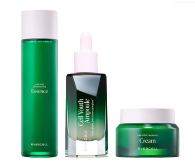 Evercell Anti-Aging Basic 3-Pc Set (Essence+Cream+Ampoule) Stem Cell Skincare