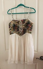 Cider Corset Top/ Full Skirt Bottom Adj. Strap Sleeve Dress Sz. L