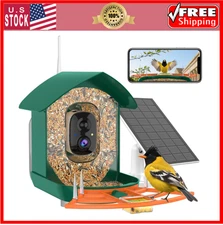 Smart Bird Feeder with 2K WiFi Camera Solar Powered AI Identify Night Vision