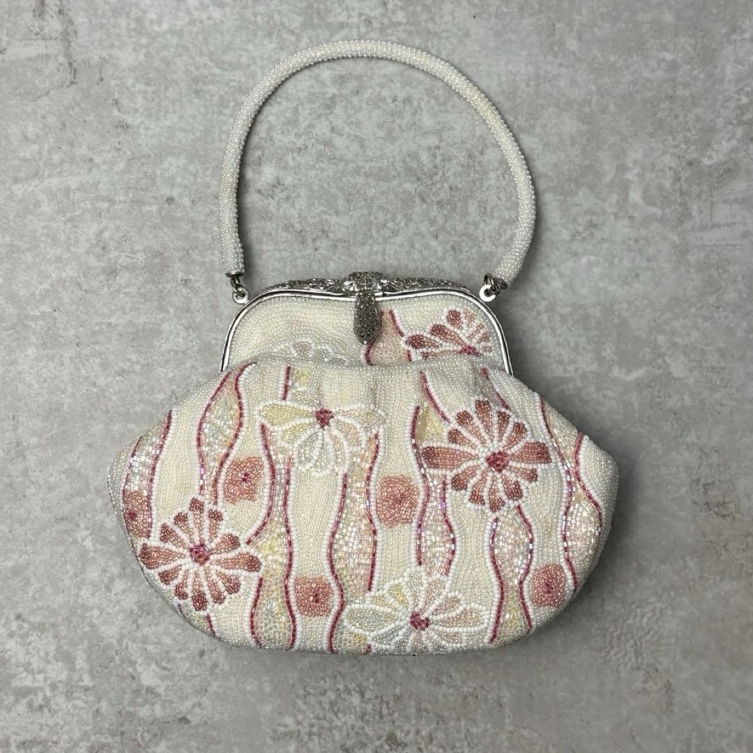 Showa retro bead bag vintage floral pattern clasp handbag Japanese ...