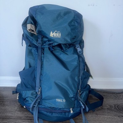 REI Co-op Trail 70 Backpack Blue Internal Frame Hiking Camping Pack 70L
