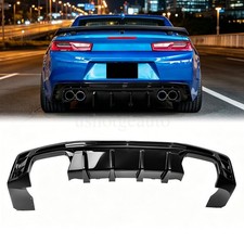 Rear Bumper Diffuser Lip Glossy Black Fit For Chevy Camaro Lt1 Ss Ls 2016-2024