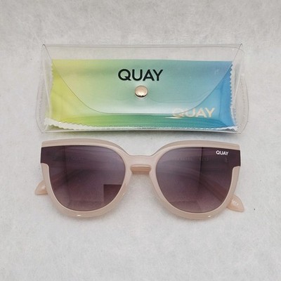 NIB Quay Australia Noosa Bevel Milky Blush / Brown Polarized Cat Eye Sunglasses