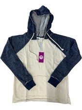 Womens Summer Hoodie Lightweight Loose-Fitting Sweatshirt White/Blue Size S-2XL