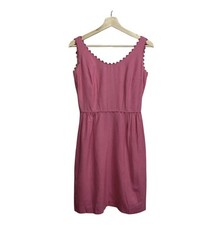 Vintage Dress 1990s Does 1950s Pink Linen Retro Scalloped 4