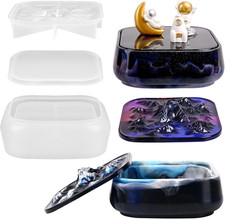 Large Silicone Storage Box Mold with Lid, Resin Mold for Jewelry Crafts