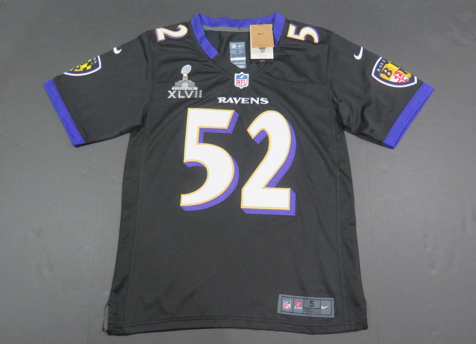 Ray Lewis #52 Baltimore Ravens 2013 Super Bowl XLVII Game Men's Jersey Black