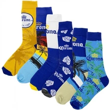 Corona Extra and Modelo Especial 6-Pack Crew Socks Multi-Color