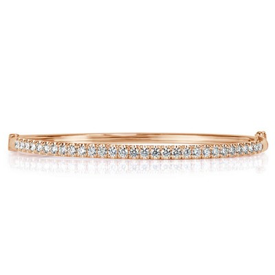 1,45ct runder Brillantschliff Diamant Armreif Armband in 14k Rotgold