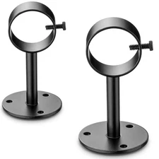 Black Ceiling Curtain Rod Brackets - 2 Pack, Ceiling Mounted Curtain Rod Hook...