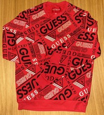 Vintage GUESS Sweatshirt - Size Small - All Over Print Logo Spell Out Retro