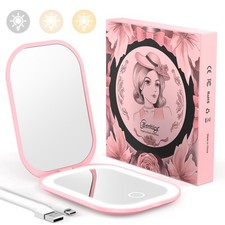 Ultra Slim Pocket Mirror with Light, 1X/3X Magnifying LED Compact Travel Mirr...