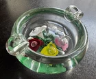 Vintage Murano Style Flower Theme Art Glass Ash Tray - 4” x 2”