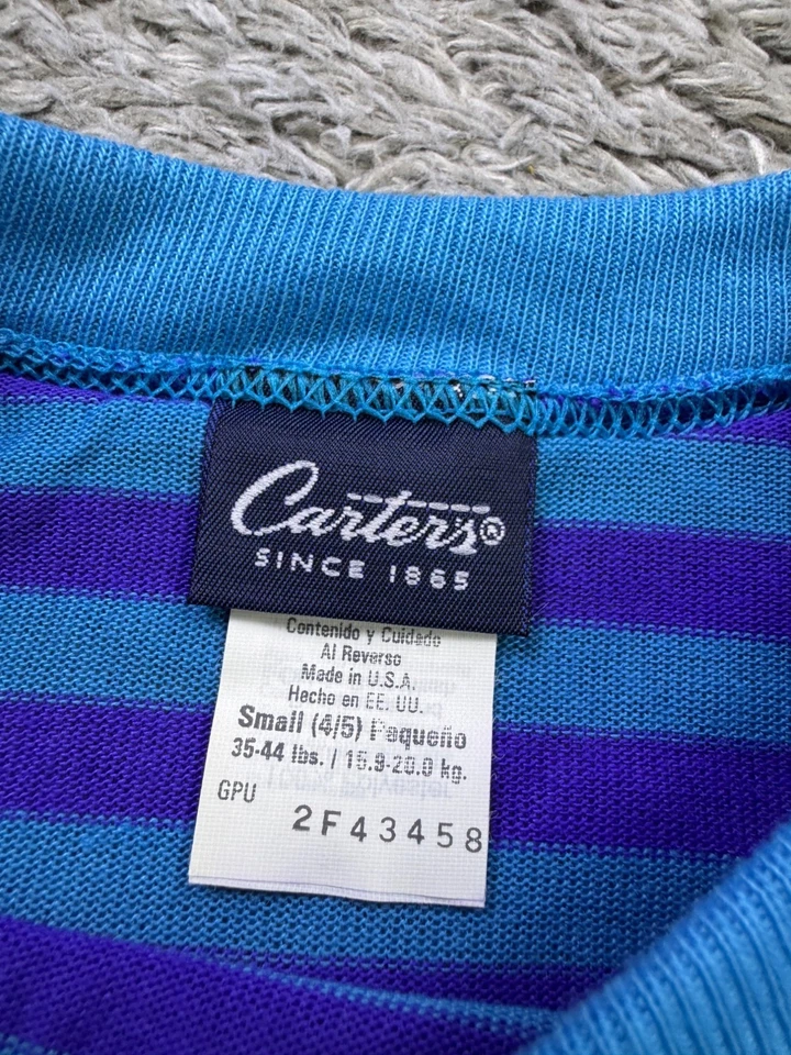 Suéter De Colección Carters Niña Pequeño 4-5 Azul Rayas 3/4 Manga Dolman Cuello Redondo EE. UU. Foto 3 de 4