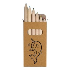 6 x 'Narwhal' Short 85mm Pencils / Coloured Pencil Set PE00027781 