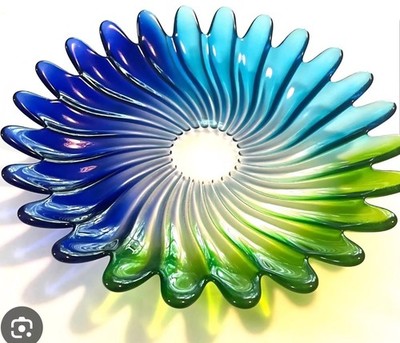 Studio Nova Solaris Blue Green Swirl Petal Serving Platter Germany 8 