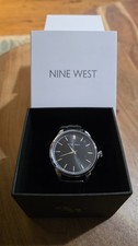 Nine West Mens Asher Watch Stainless Mesh Band Black Face NEW