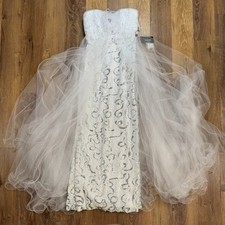 NWT Jovani Strapless Dress Women’s Size 6 White/Silver Sequins