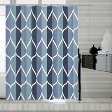Blue Grid Fabric Shower Curtain Liner with Magnets, Waterproof Hotel Quality, 72