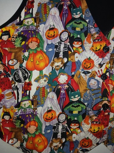 Gilet vintage 111 principale stampato Halloween donna zucca fantasma scheletro 1x - Foto 6 di 8