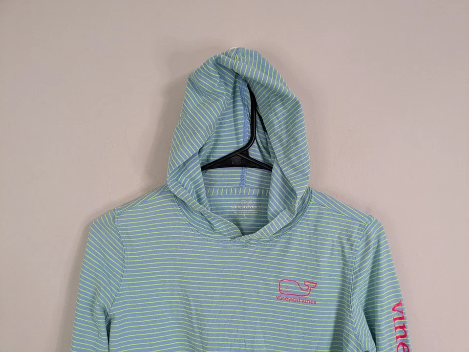 Vineyard Vines Hooded T-shirt Boys Large Blue Long Sleeve Striped - Image 2 of 4