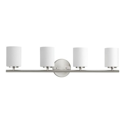 Progress Lighting 4-Light Etched White Glass Modern Bath Vanity Light, Replay---