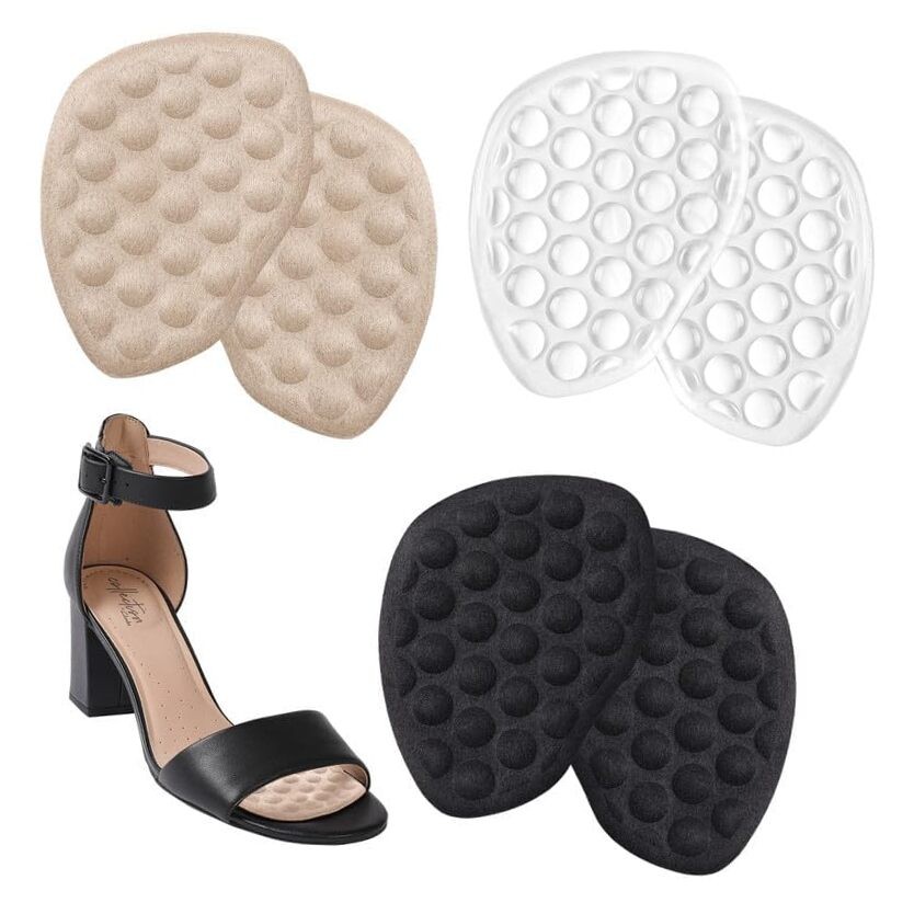 Women's Metatarsal & Heel Pads - Ball of Foot Support in Black, Beige & Clear
