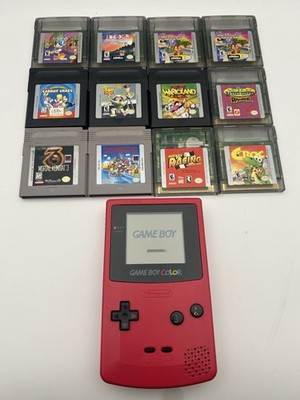 Nintendo Game Boy Color Bundle Red + 12 Games Wario Land II Mario Mortal Kombat
