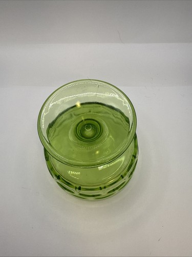 Vecchio blocco vetro vintage ottica quadrato VERDE champagne alto sherbet alto 3,5" - Foto 3 di 5