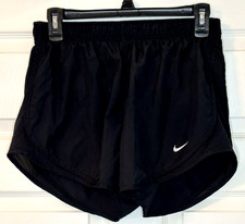 Nike Women's Dri-Fit MEDIUM Running Athletic Black Shorts Liner Mesh Trim EUC