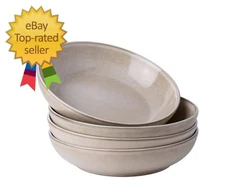 Large Pasta Bowls, 36oz Ceramic Salad Serving Bowls Set of 4 for Kitchen, Wide S