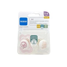 Air Animal MAM 2-6 months Rubber 2 Pacifiers Pink Pattern