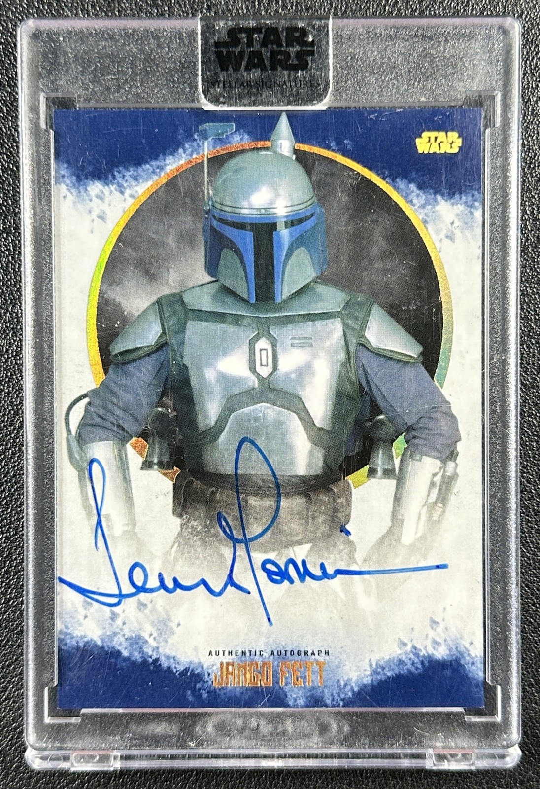 TEMUERA MORRISON JANGO FETT 2017 TOPPS STAR WARS STELLAR blue AUTO 5/25