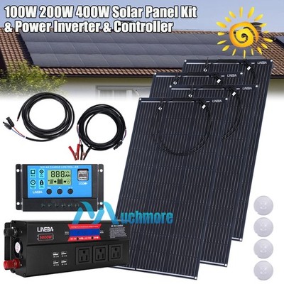 400W Complete Solar Panel Kit with 5000W Power Generator 30A 110V Grid System