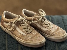 VANS Glitter Gold Low-Top Pre-Owned EUC Little Girls Sneakers Size 5 Juniors